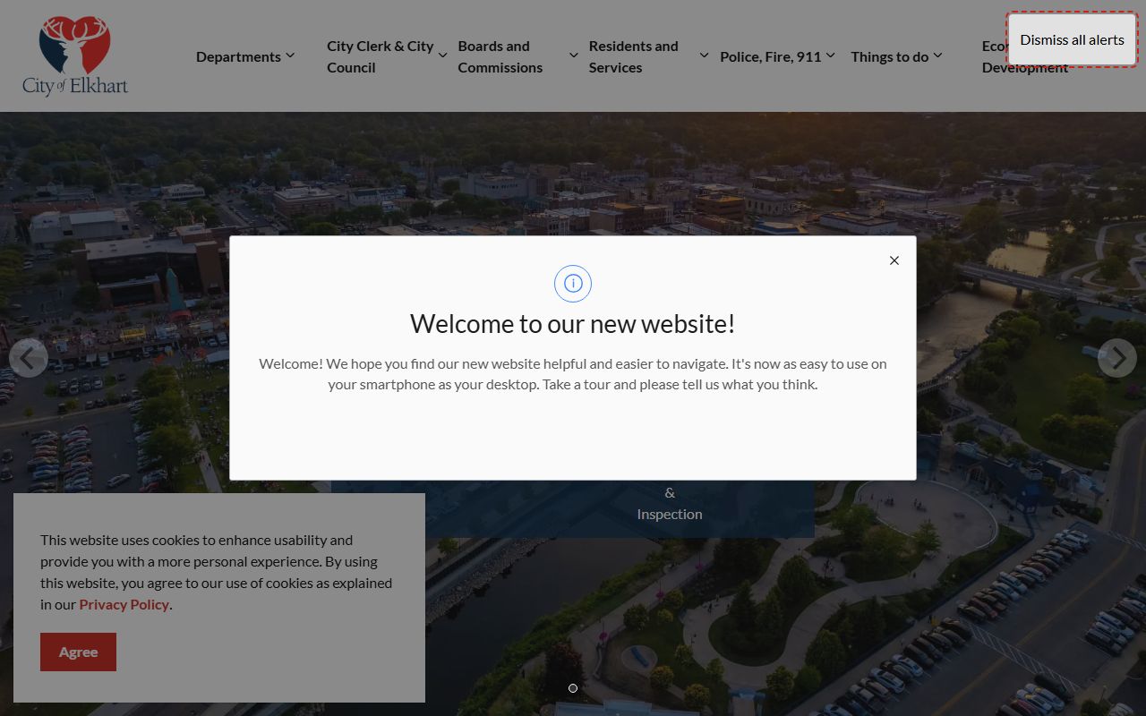 Elkhart Police Department homepage for Elkhart 24 hour booking records