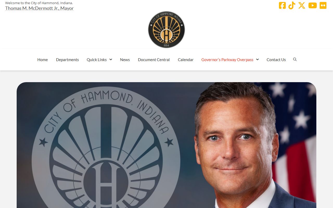 Hammond Police Department homepage showing contact information and records access for Hammond 24 hour booking