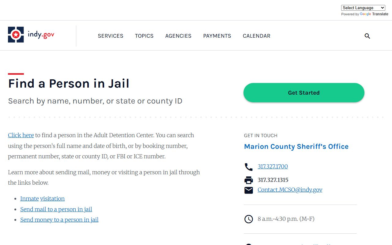 Indianapolis inmate search database portal showing current bookings for Indianapolis 24 hour booking