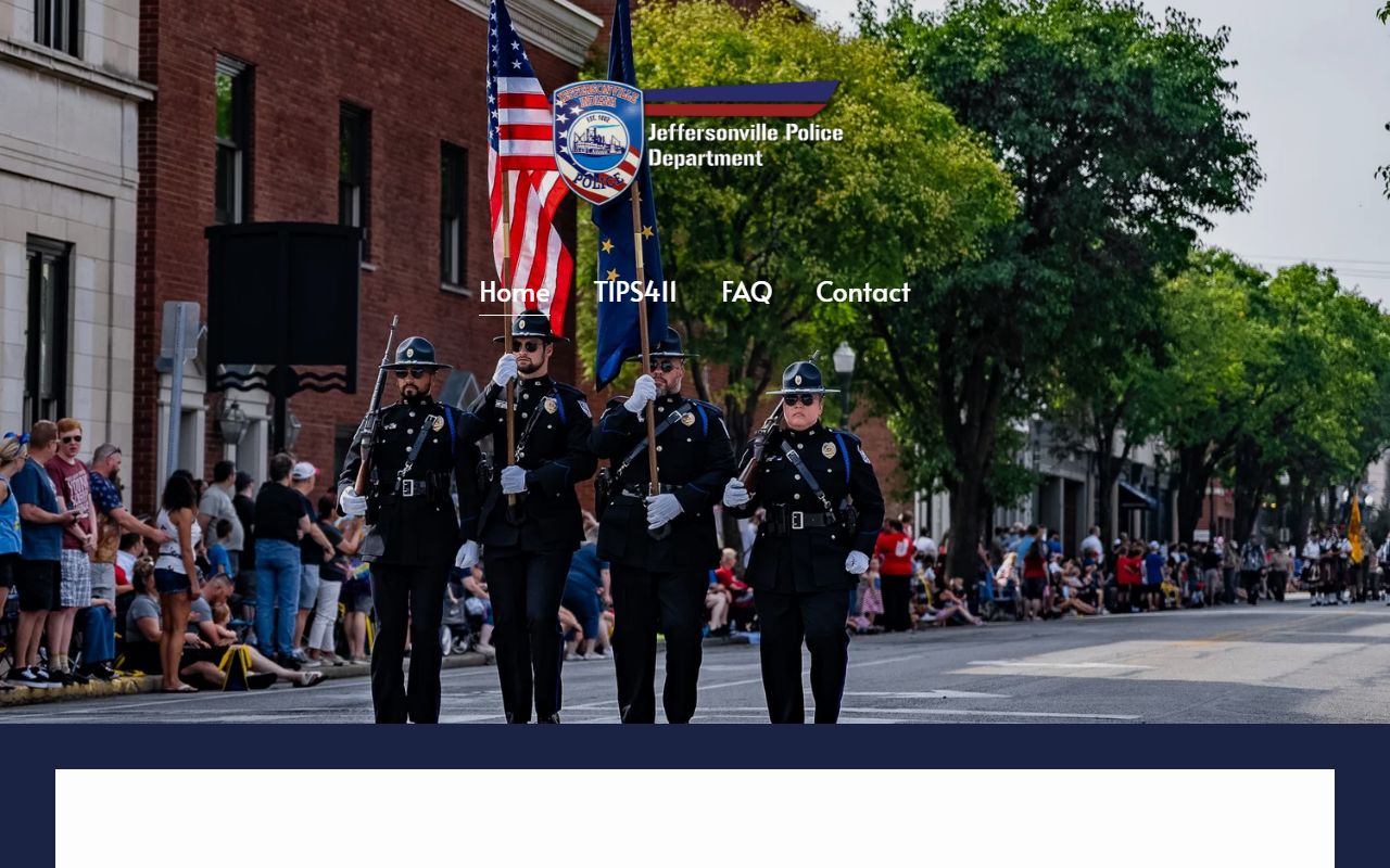 Jeffersonville Police Department homepage for Jeffersonville 24 hour booking records