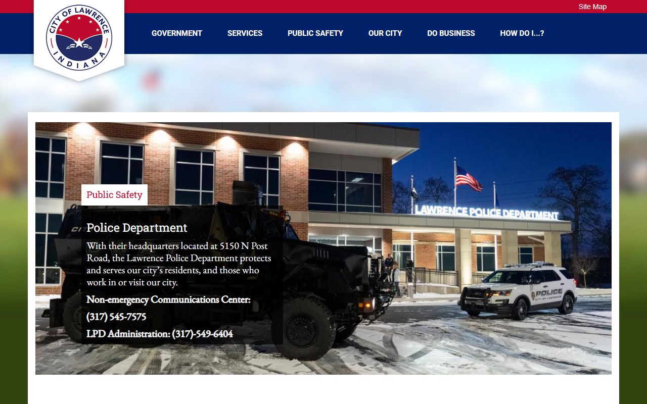 Lawrence Police Department homepage for Lawrence 24 hour booking records