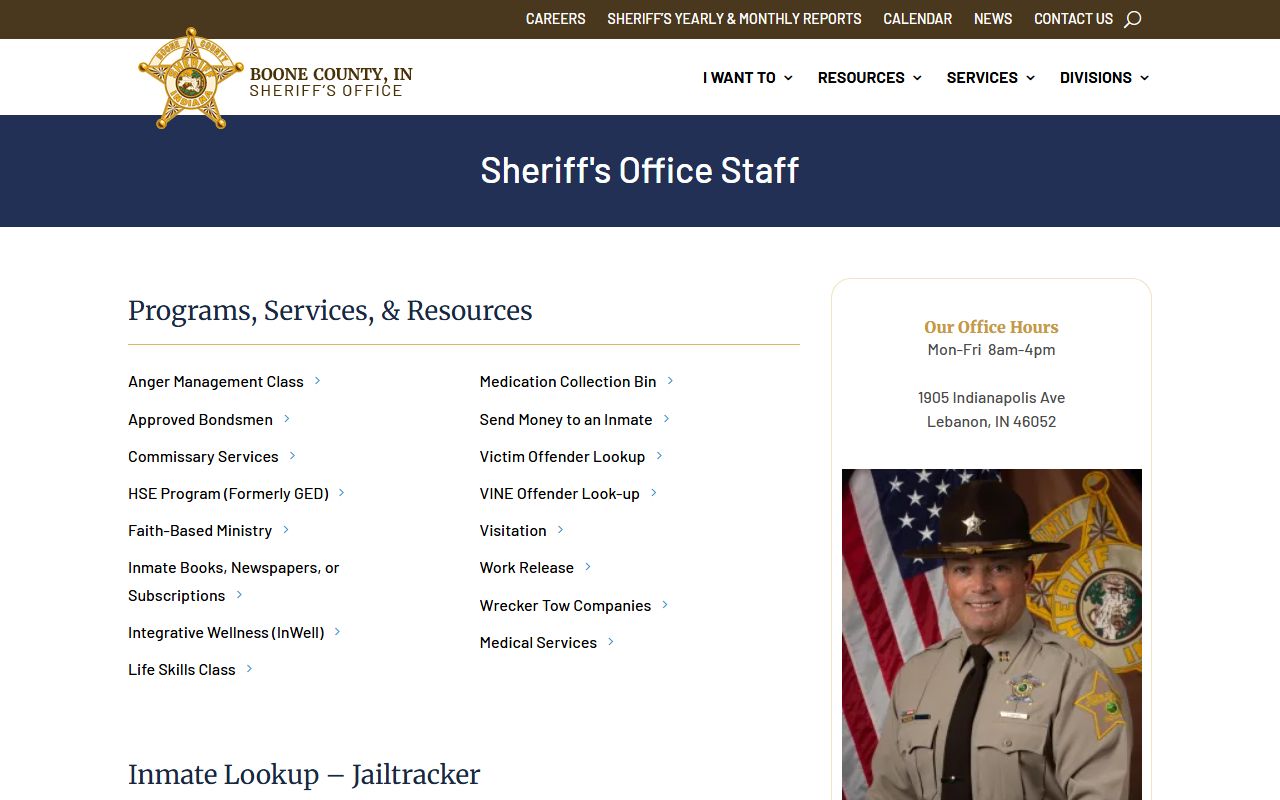 Boone County Sheriff JailTracker inmate search database for Boone County 24 hour booking and current roster