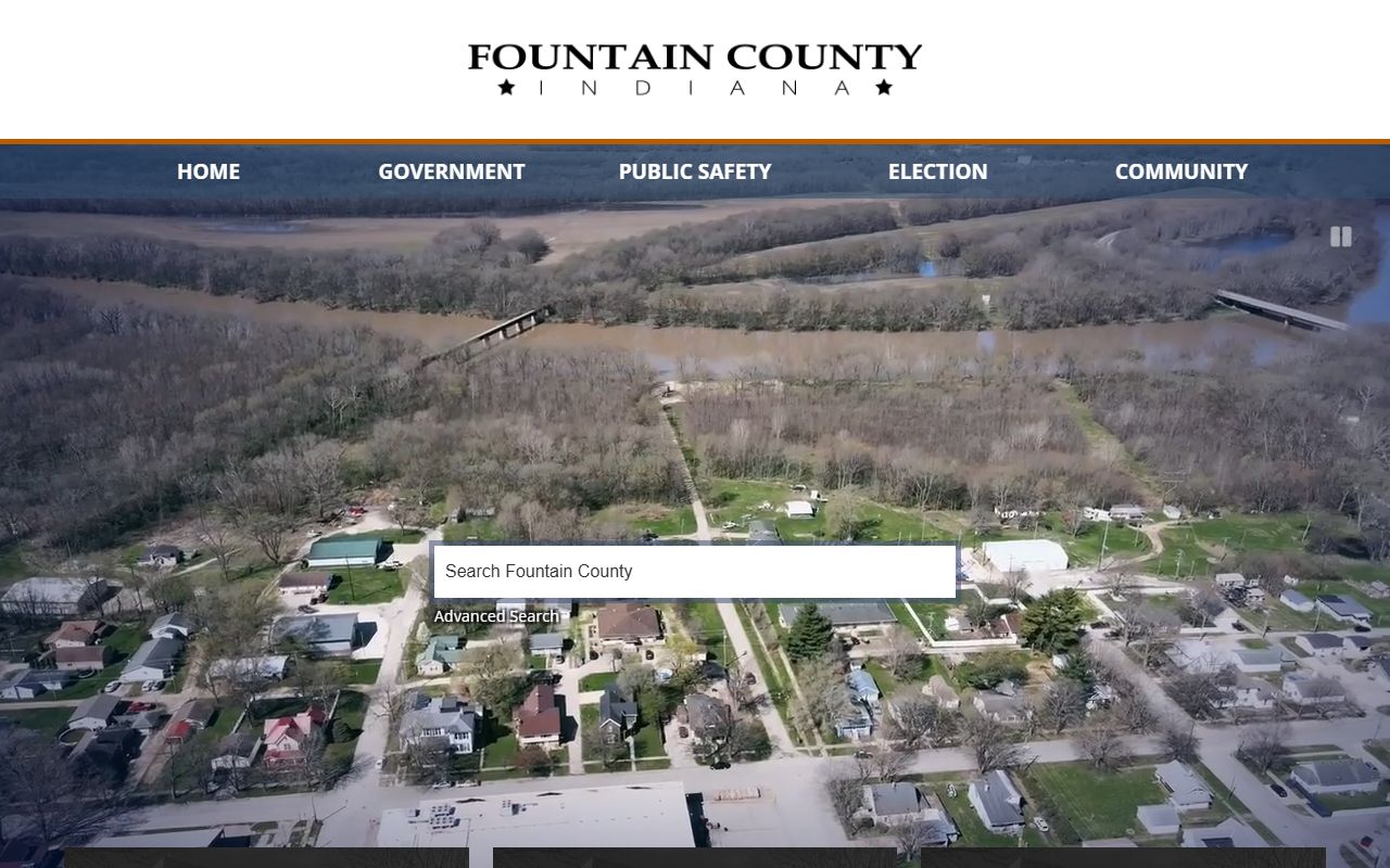 Fountain County Sheriff Office page showing contact information and resources for Fountain County 24 hour booking