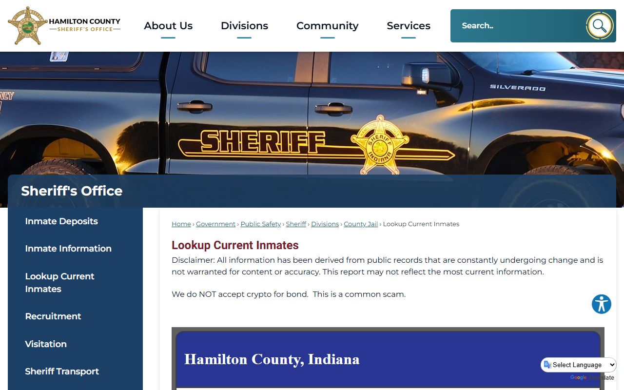 Hamilton County inmate lookup database for current 24 hour booking records