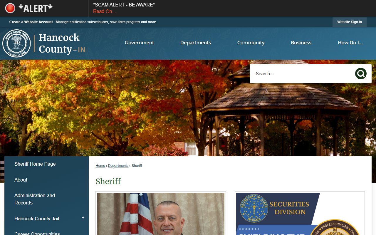 Hancock County Sheriff homepage for 24 hour booking and arrest records