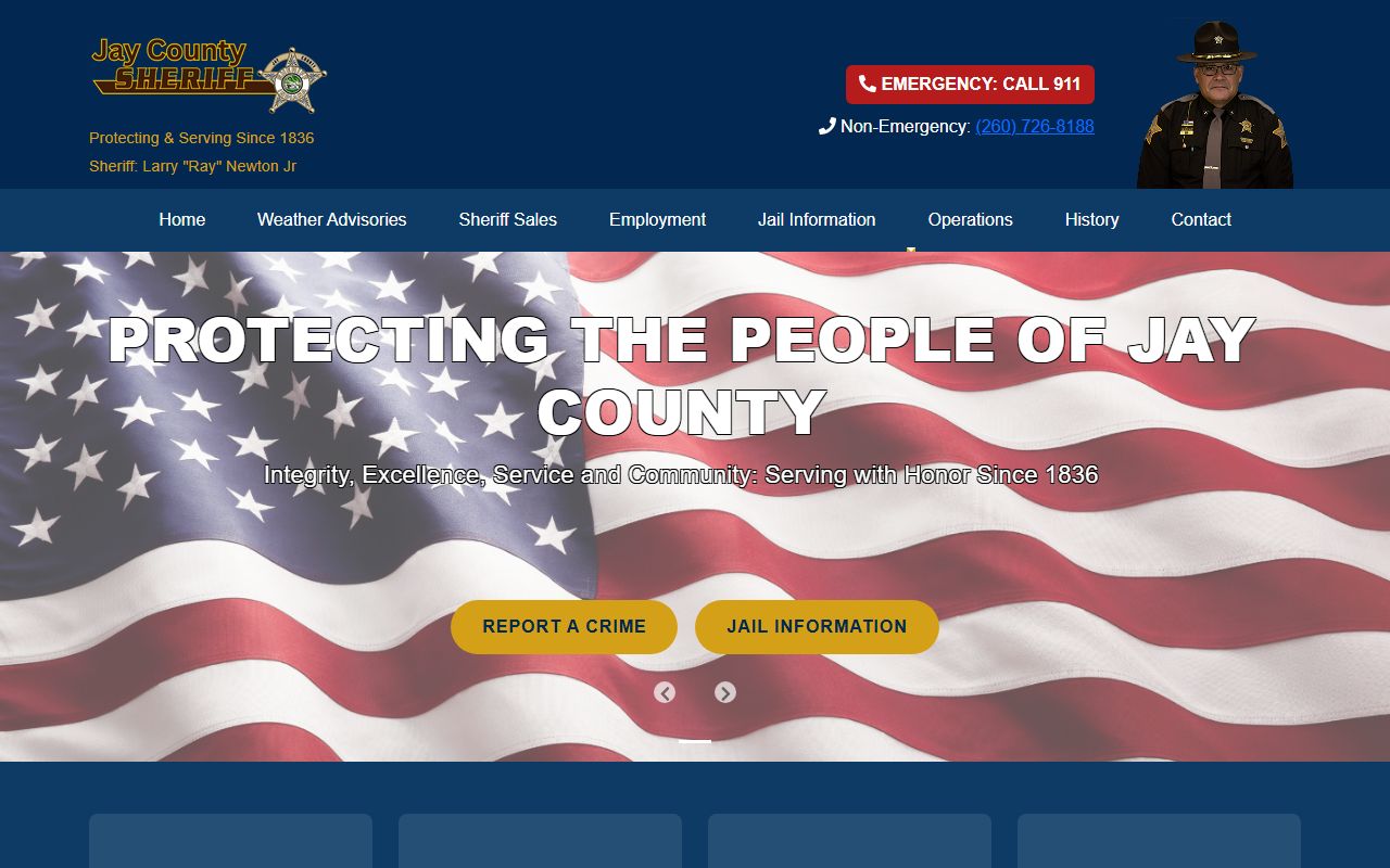 Jay County Sheriff Office homepage for Jay County 24 hour booking records in Portland Indiana