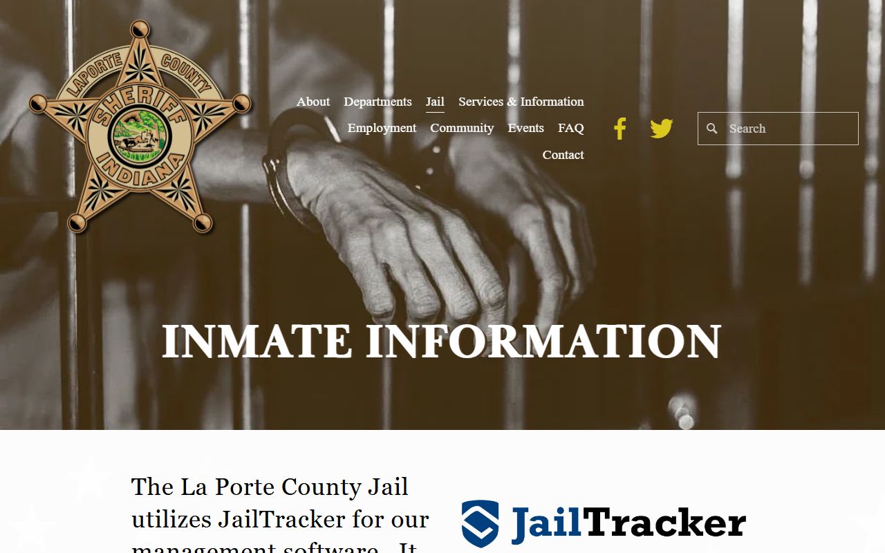 LaPorte County Sheriff JailTracker inmate search database for 24 hour booking lookups