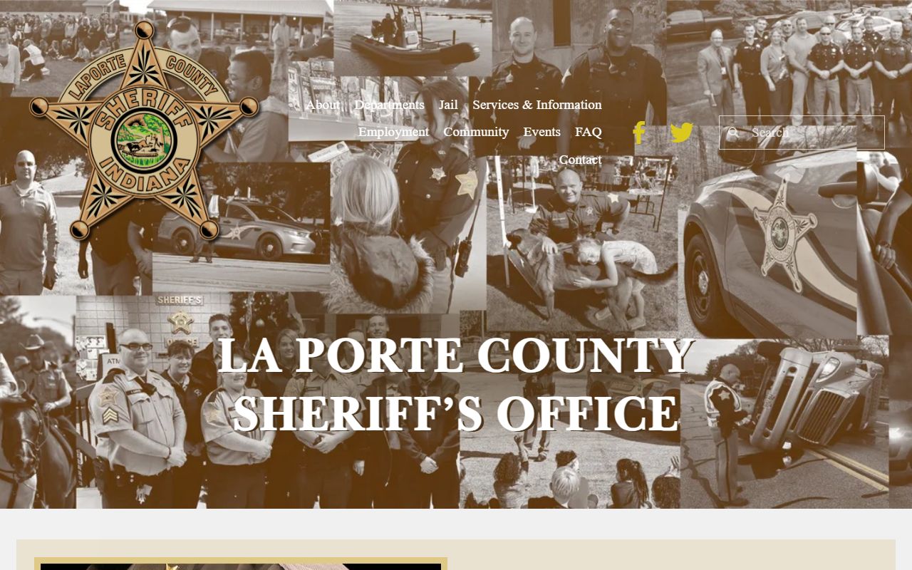 LaPorte County Sheriff's Office homepage for LaPorte County 24 hour booking records