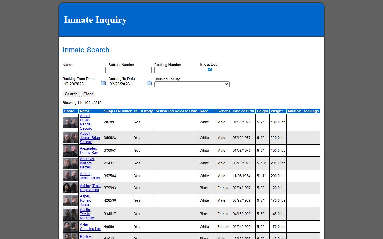 Madison County inmate search portal for Madison County 24 hour booking inquiries