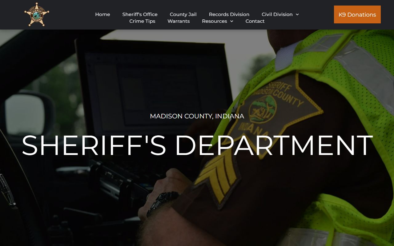 Madison County Sheriff's Office homepage for Madison County 24 hour booking records