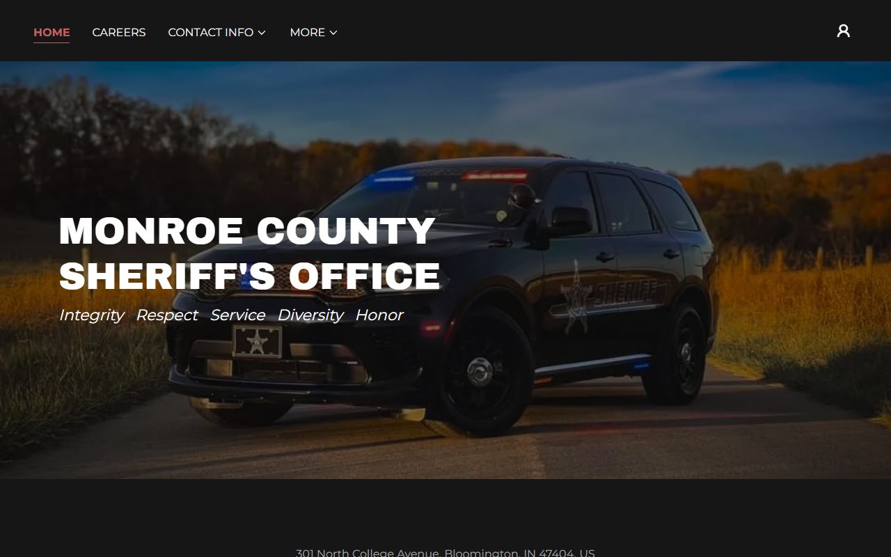 Monroe County Sheriff's Office homepage for Monroe County 24 hour booking records in Bloomington