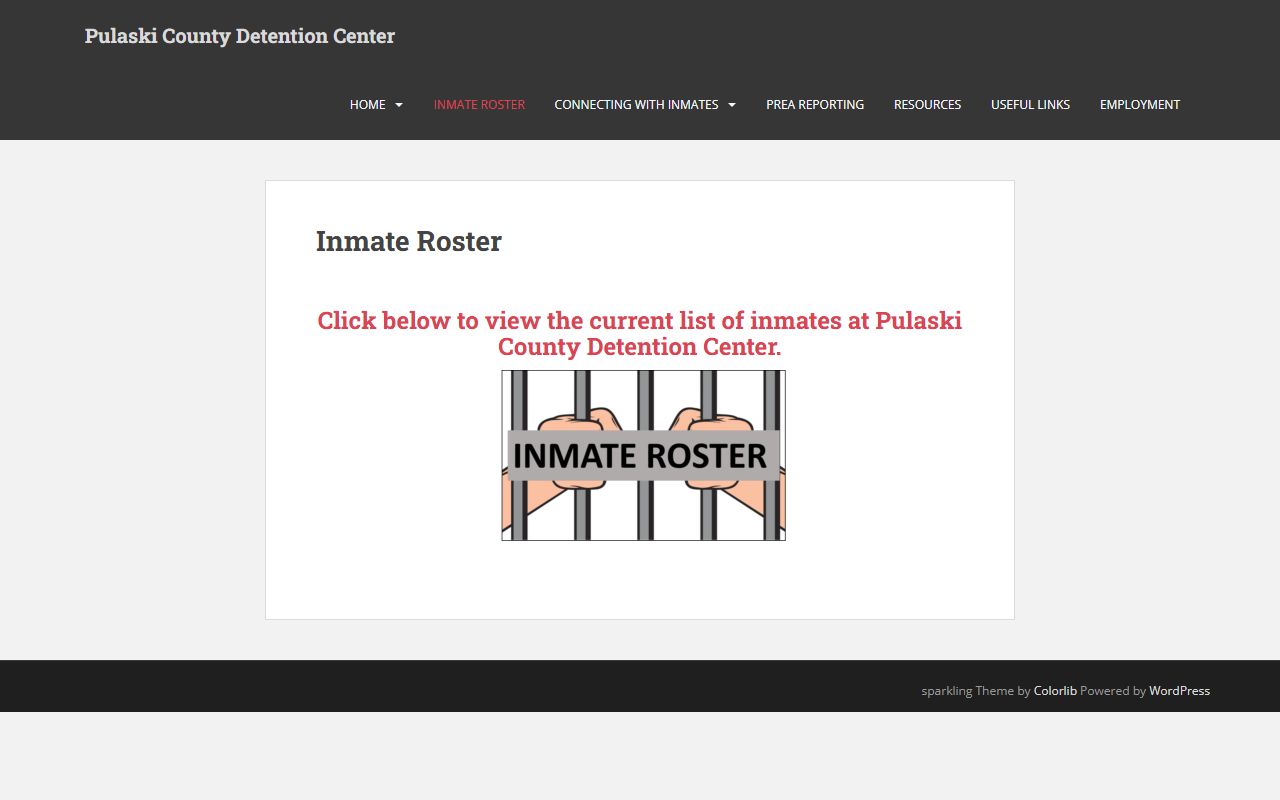 Pulaski County Sheriff jail roster database for searching Pulaski County 24 hour booking and inmate records
