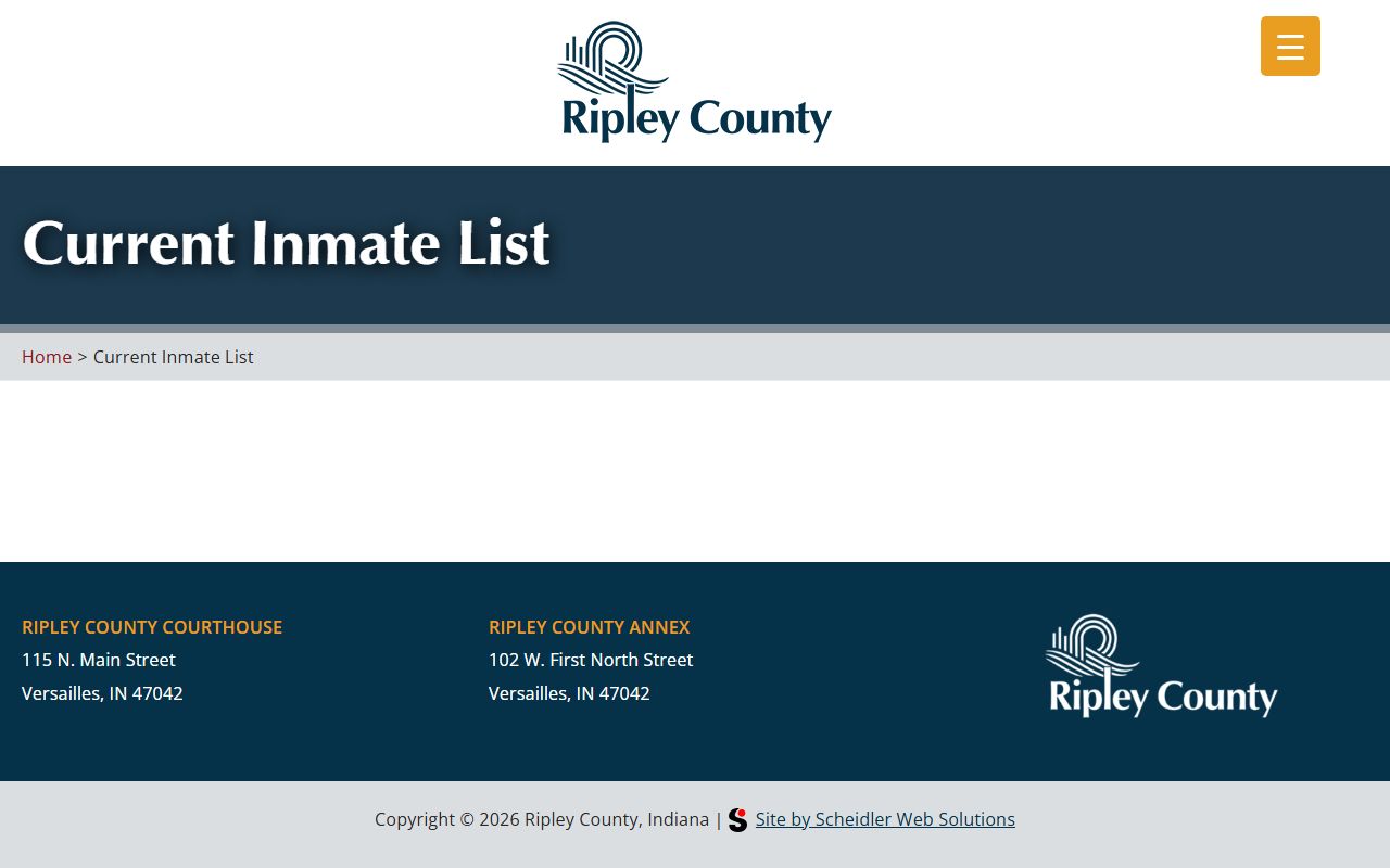 Ripley County Sheriff current inmate list PDF download for Ripley County 24 hour booking