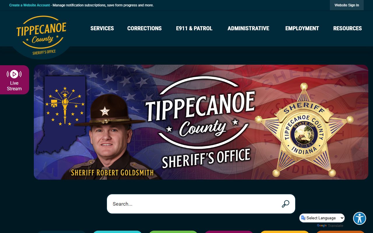 Tippecanoe County Sheriff Office homepage for Tippecanoe County 24 hour booking records in Lafayette Indiana